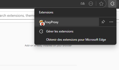 Pinned FoxyProxy icon in Edge toolbar