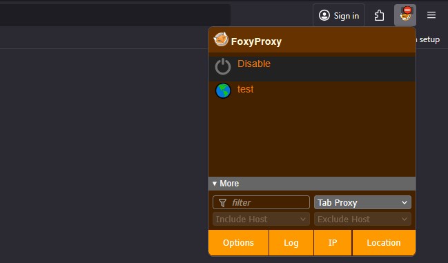 Disable FoxyProxy in Firefox
